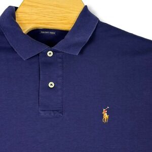 Polo Ralph Lauren Polo Shirt Mens Large Navy Blue Pima Soft Touch Pima Cotton